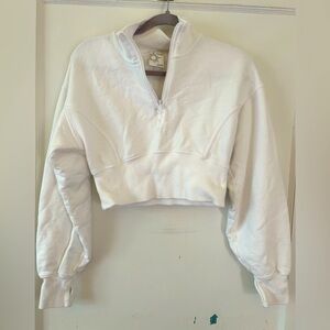 Aerie White Sweatshirt Halfzip